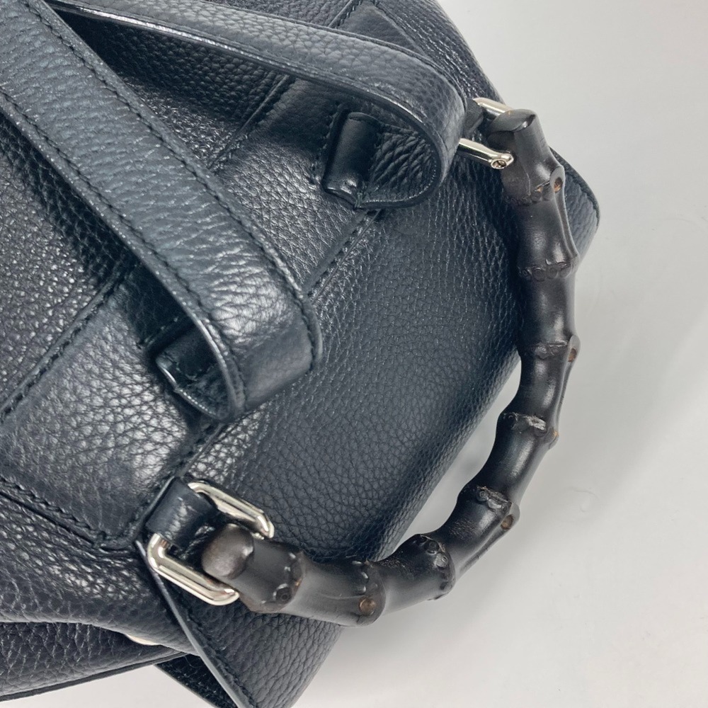 GUCCI Authentic Black Leather Bamboo Backpack - Picture 11 of 16